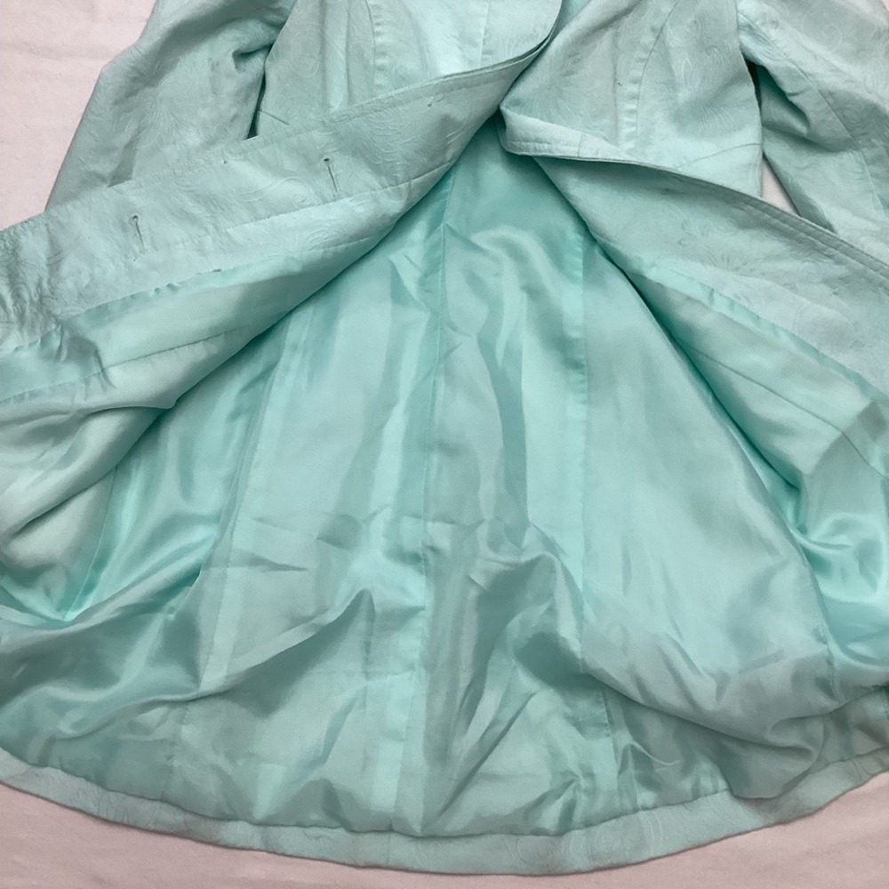 Apostrophe Stretch Light Aqua Textured Button Front Coat Womens Size 2 - Picture 8 of 10